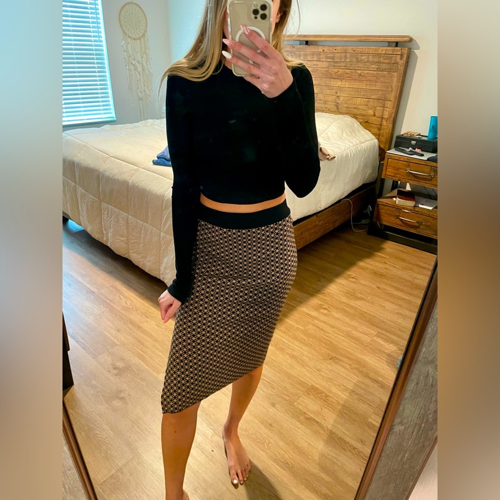 Black and gold pencil skirt